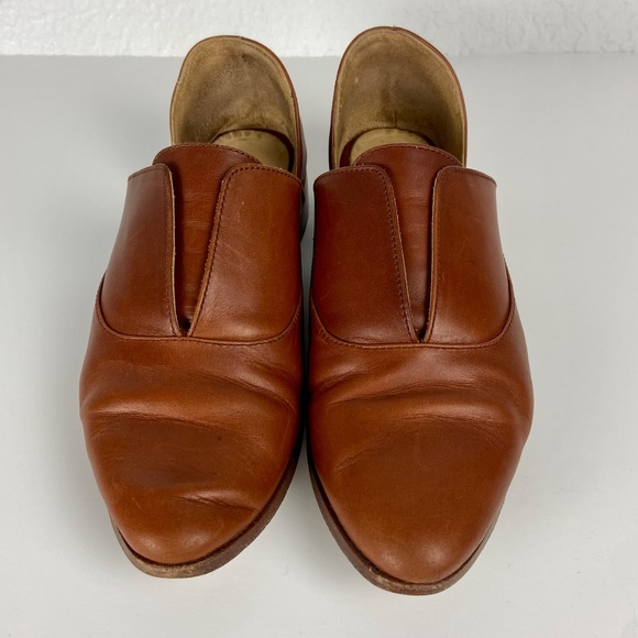 Nisolo Leather D’Orsay Flats Women’s 8.5 • Cognac Brown Minimalist Slip-On Shoes - Picture 2 of 10